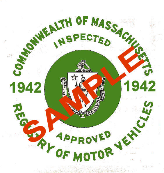 (image for) 1942 Massachusetts FALL INSPECTION Sticker ( GREEN)